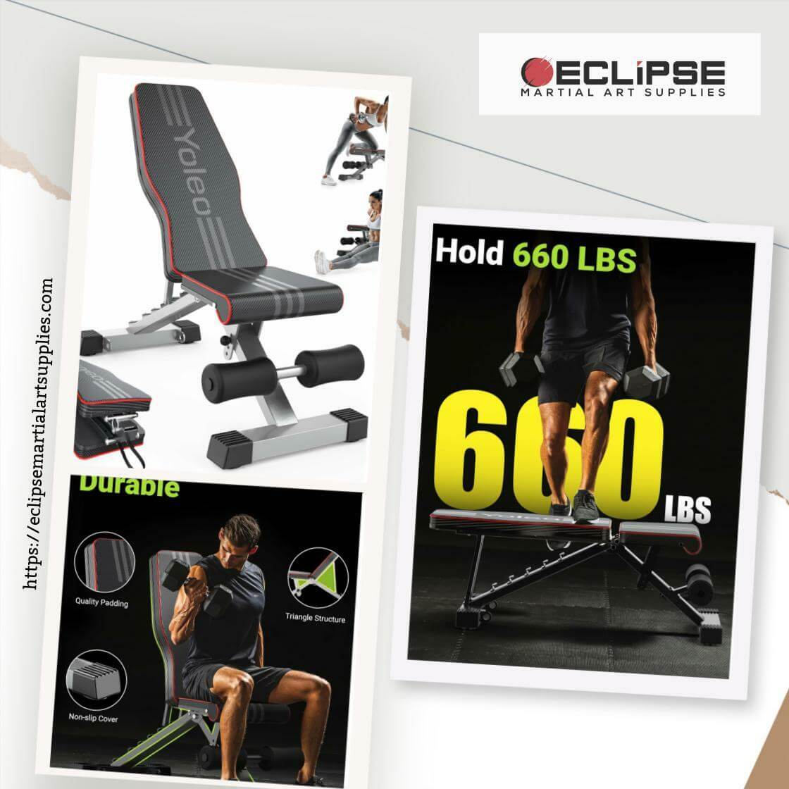 Eclipse Adjustable Benches Yoleo Adjustable Weight Bench for Full Body Workout