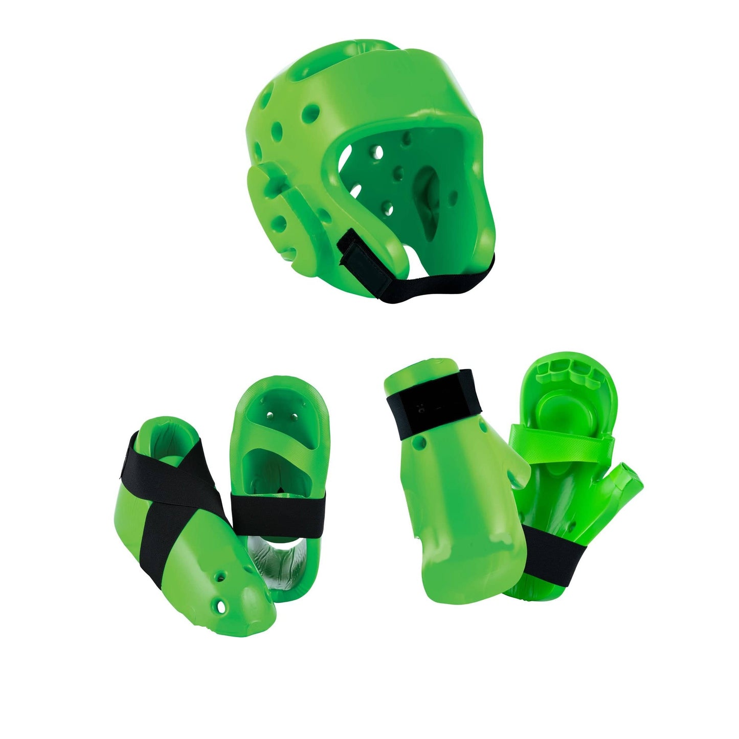 EclipseMartialArtSupplies sporting goods Green / shoe size child 12-13 child gloves / youth 20-21 inch 6 piece karate Taekwondo sparring gear combo set