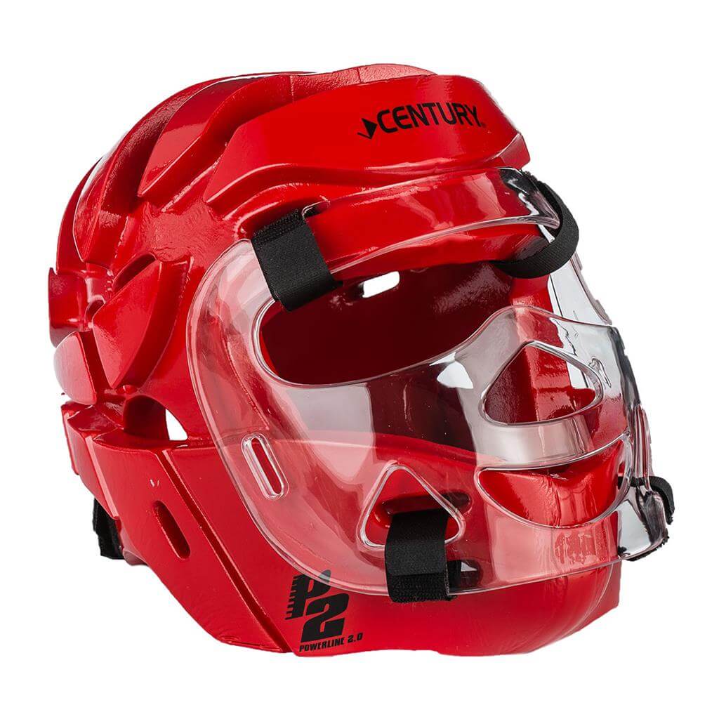Century Sparring Gear red / youth P2 Full Face Headgear with Shield Double Layer