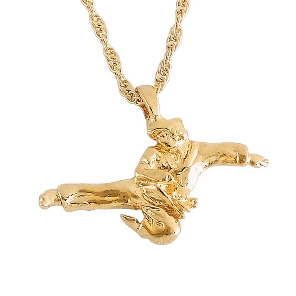 Century Sporting Goods Male Kicking Figure Necklace 14K Gold Plated Necklace - Male Kicking Figure
