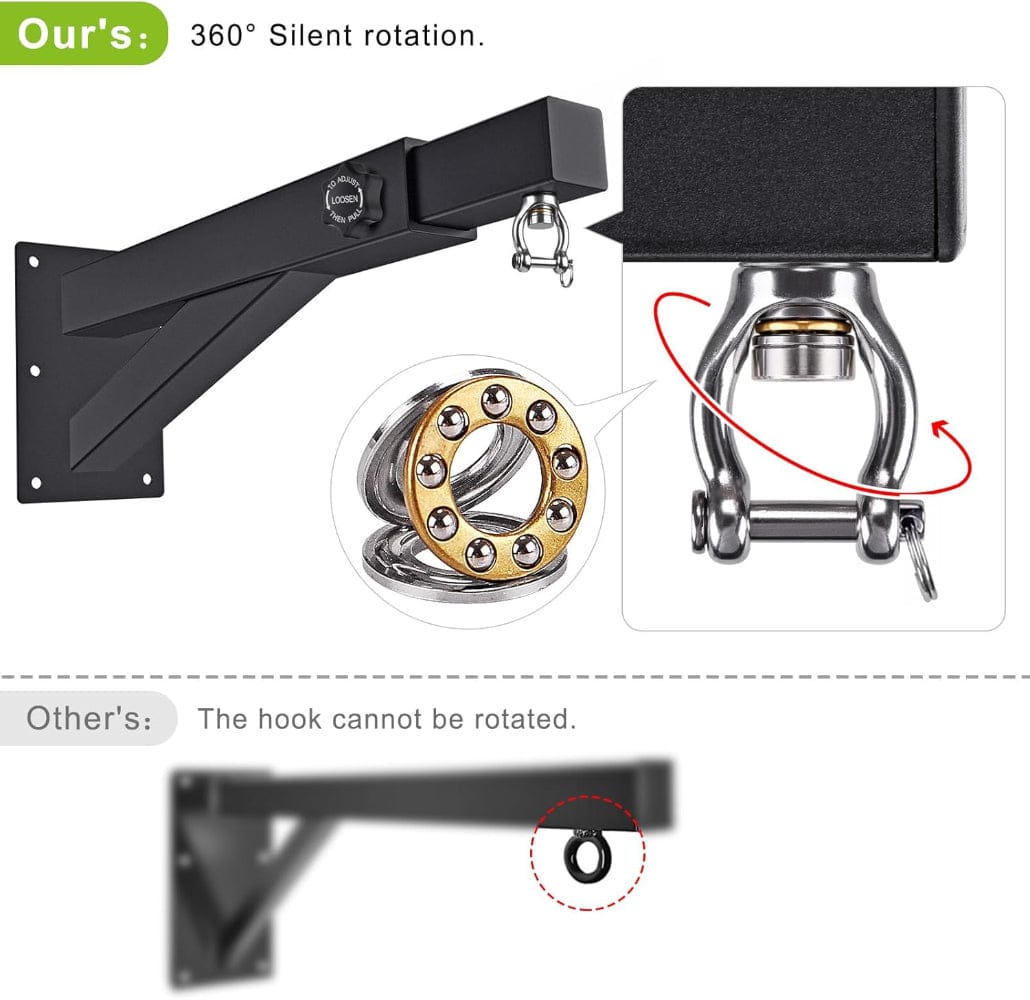 Eclipse Hangers Black / Wall Mount Wall Mount Heavy Bag Hanger, Heavy Duty Punching Bag Stand  800 pound capacity