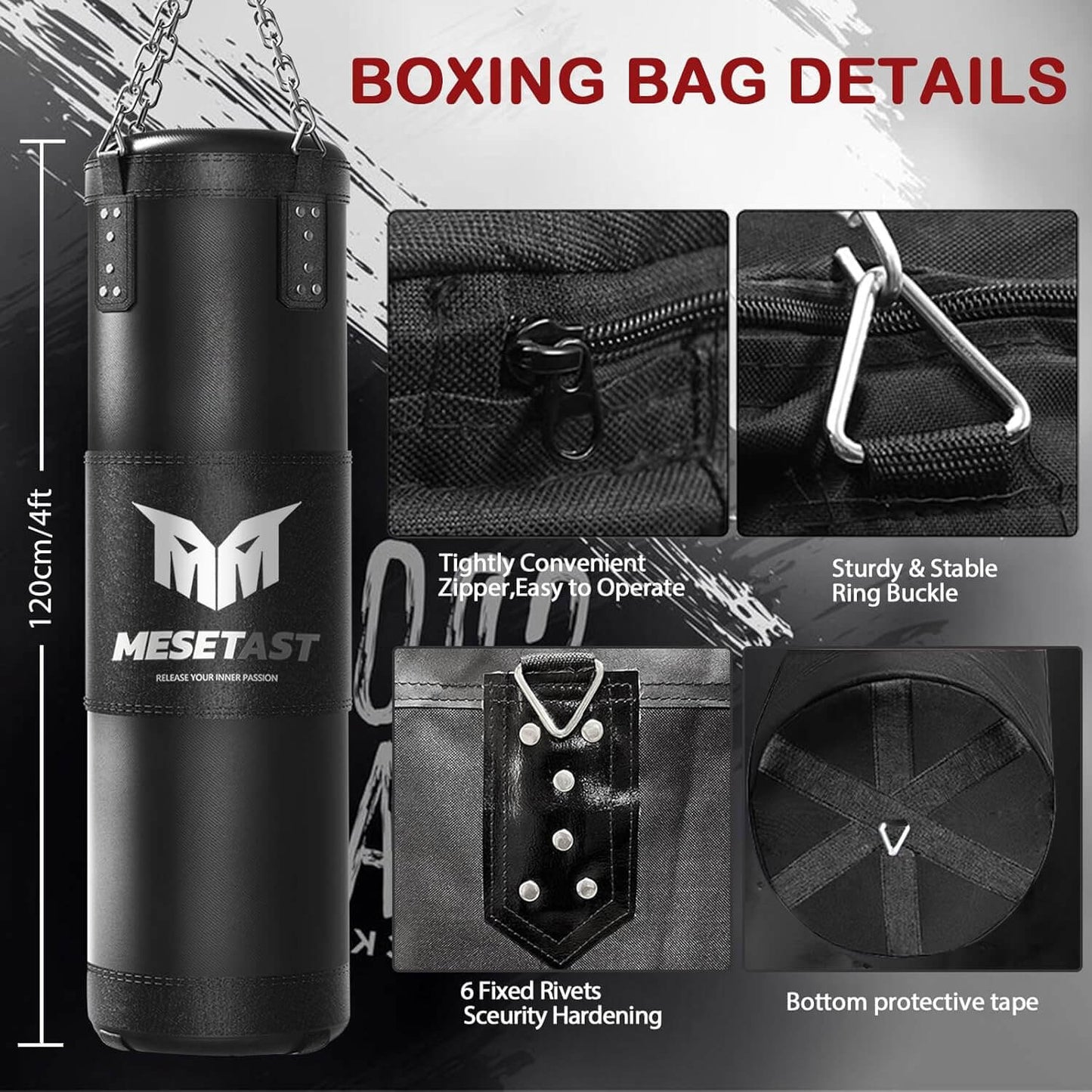 Eclipse Heavy Bags Punching Bag for Adults, 4ft Heavy Boxing Bag Training Set-Unfilled Bag