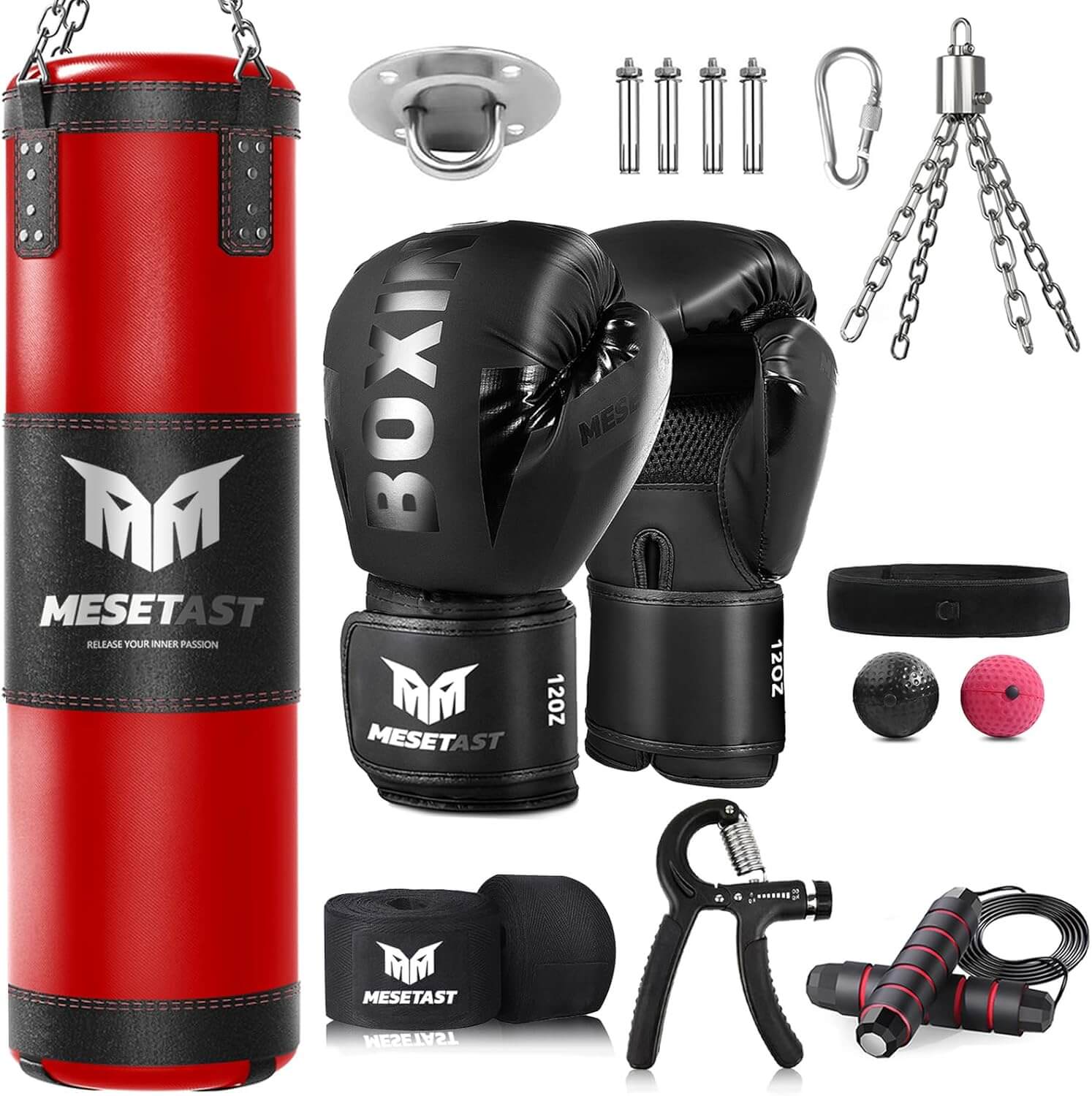 Eclipse Heavy Bags 2.Red Punching Bag for Adults, 4ft Heavy Boxing Bag Training Set-Unfilled Bag