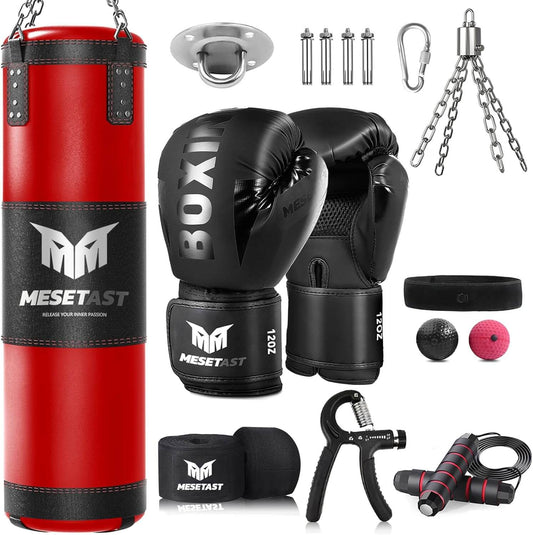 Eclipse Heavy Bags 2.Red Punching Bag for Adults, 4ft Heavy Boxing Bag Training Set-Unfilled Bag