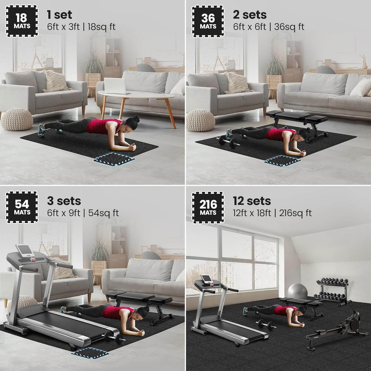 Eclipse Martial Art Supplies sporting goods Gym Flooring Set Interlocking EVA Soft Foam Floor Mat, 18 square feet