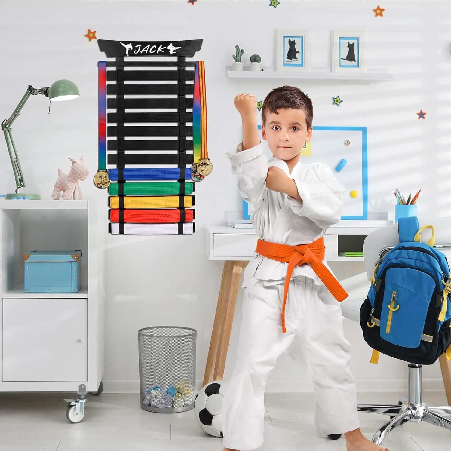 Eclipse Martial Art Supplies sporting goods 12 Belts Karate Display Rack-Stickers Martial Arts Holder