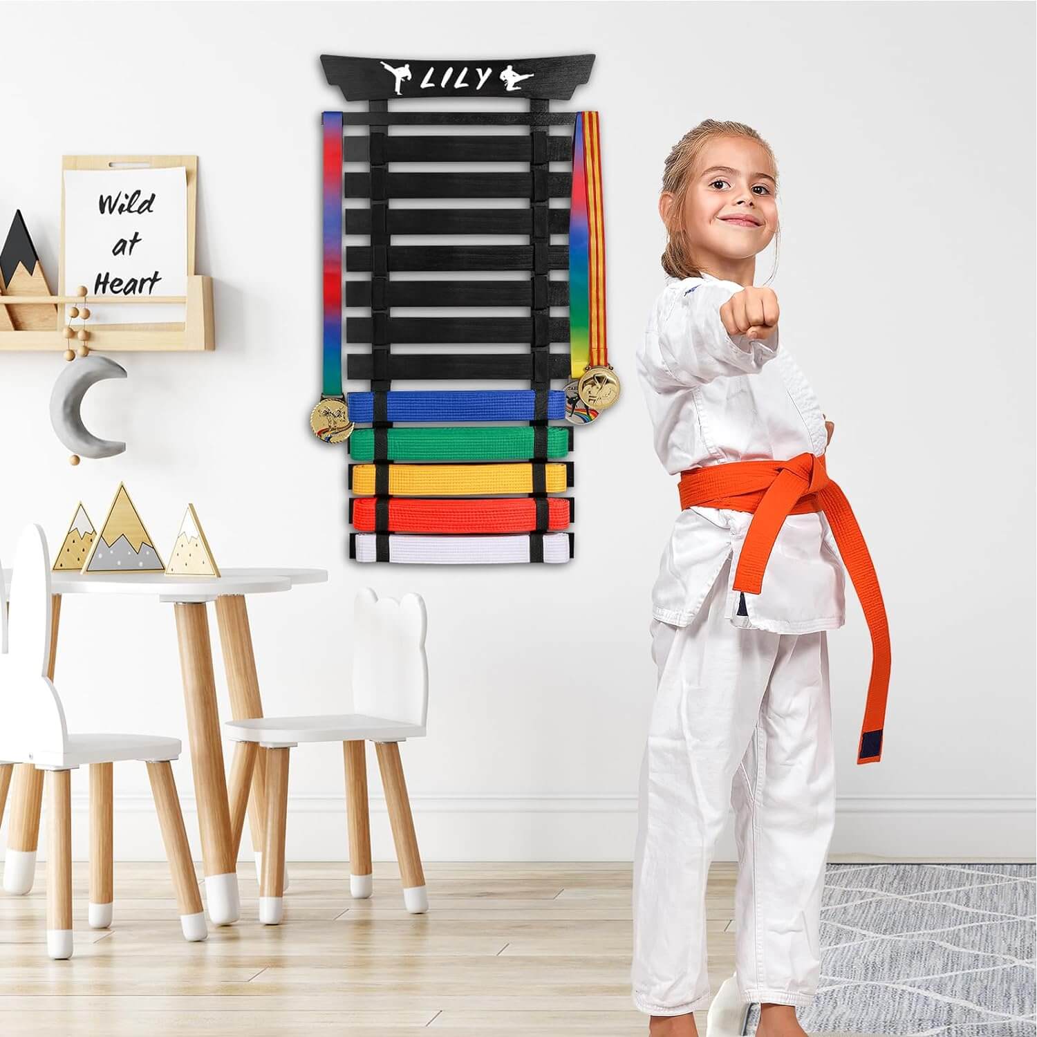 Eclipse Martial Art Supplies sporting goods 12 Belts Karate Display Rack-Stickers Martial Arts Holder