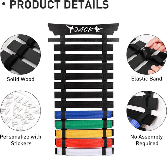 Eclipse Martial Art Supplies sporting goods 12 Belts Karate Display Rack-Stickers Martial Arts Holder