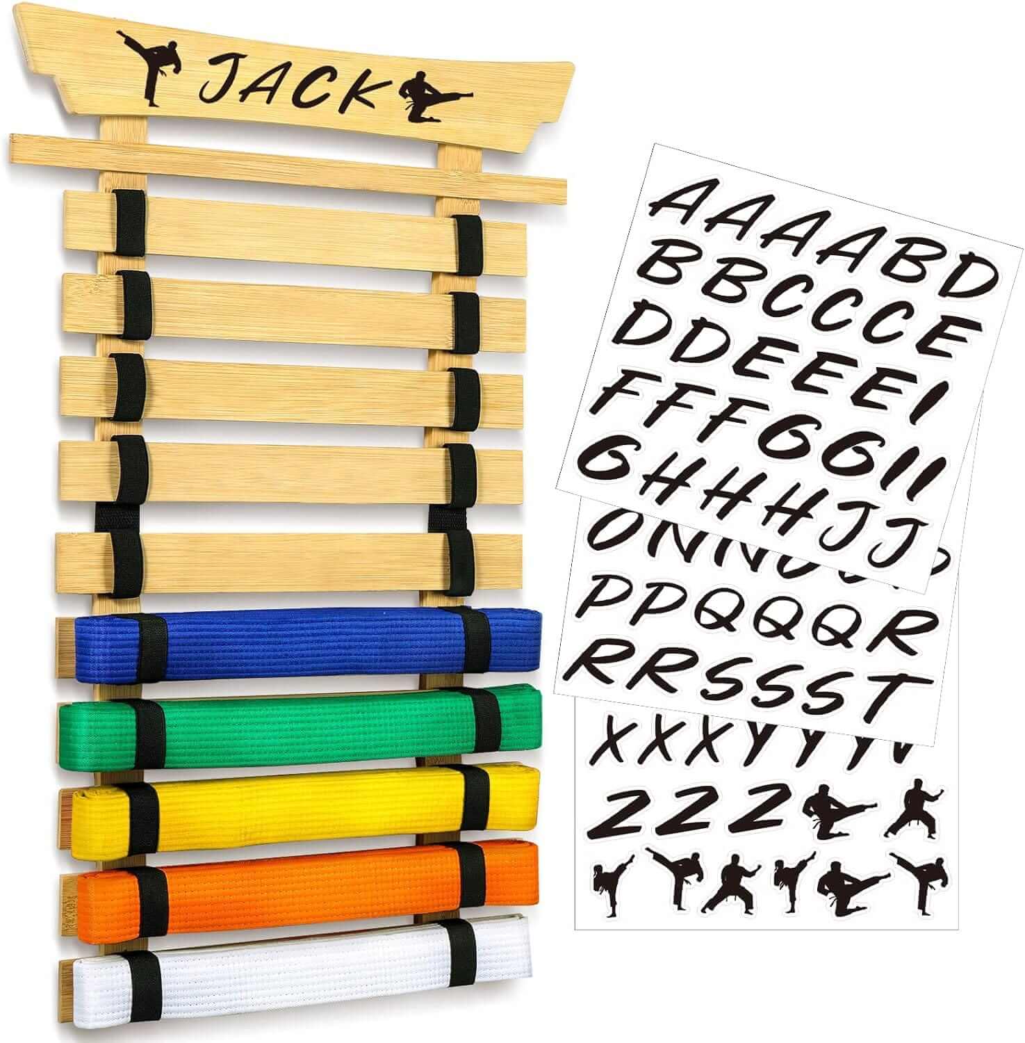 Eclipse Martial Art Supplies sporting goods Bamboo 10 Belts Karate Belt Display Rack-Stickers Taekwondo Display