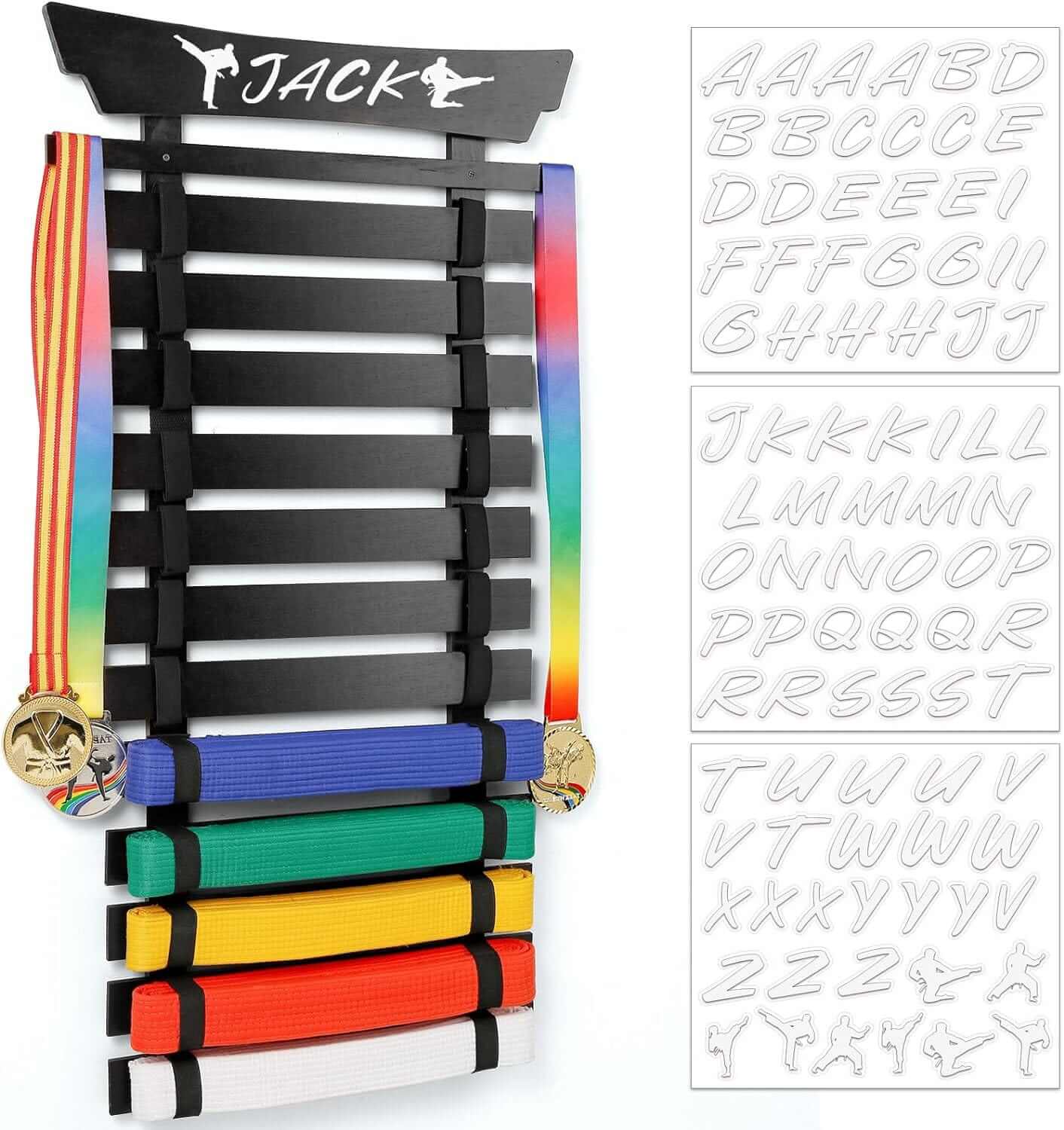 Eclipse Martial Art Supplies sporting goods Black 12 Belts Karate Display Rack-Stickers Martial Arts Holder