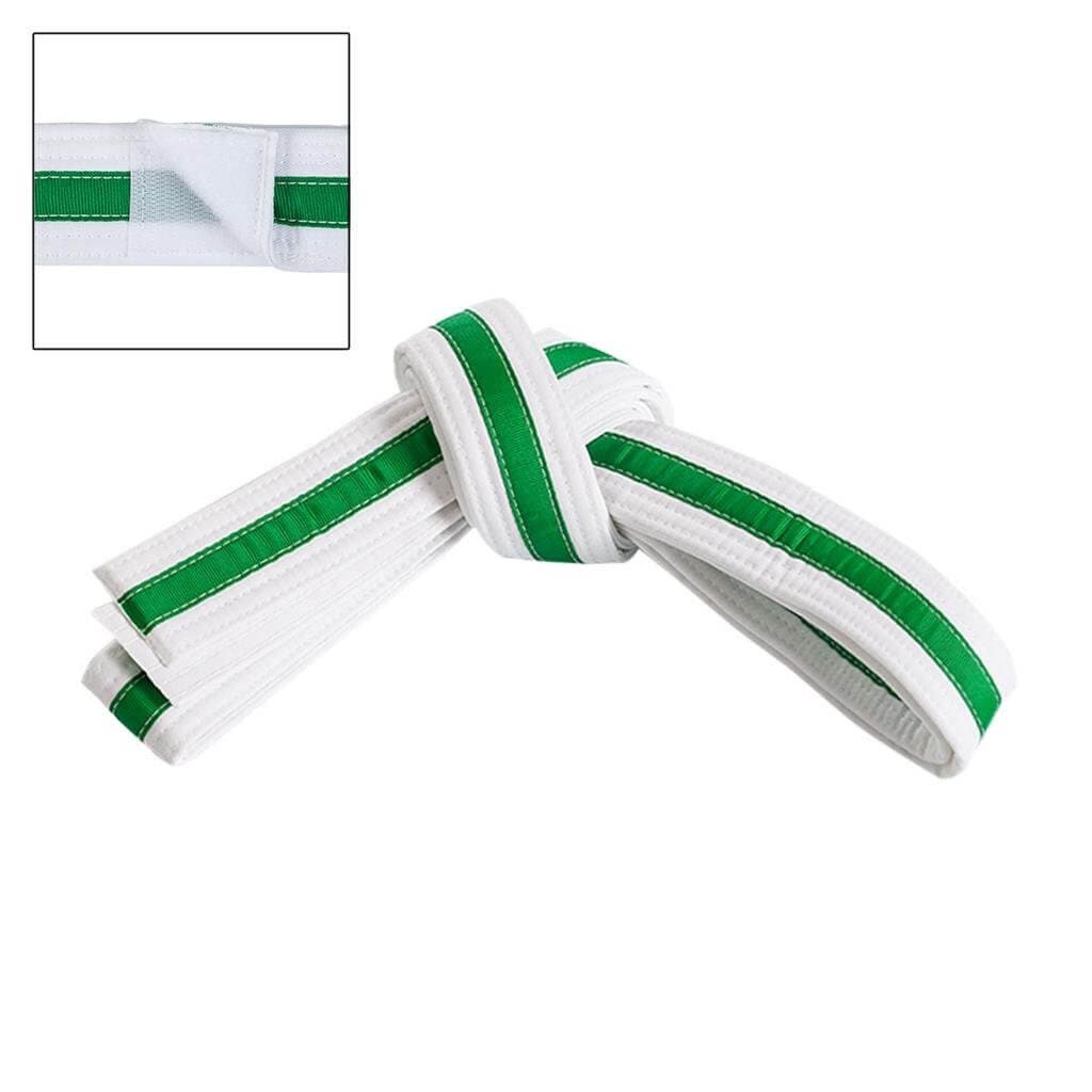 Eclipse Martial Art Supplies Sporting Goods Green / child small Adjustable Striped White Martial Arts Karate Childs Belt Velcro