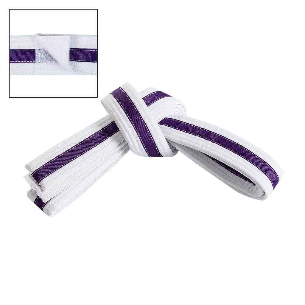 Eclipse Martial Art Supplies Sporting Goods Purple / child small Adjustable Striped White Martial Arts Karate Childs Belt Velcro