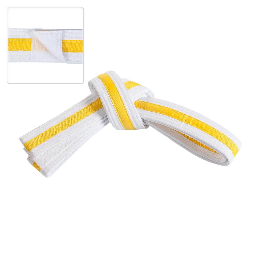 Eclipse Martial Art Supplies Sporting Goods Yellow / child small Adjustable Striped White Martial Arts Karate Childs Belt Velcro