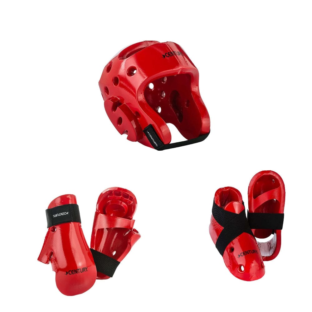 EclipseMartialArtSupplies sporting goods Red / shoe size child 12-13 child gloves / youth 20-21 inch Century 5 piece karate Taekwondo sparring gear combo set