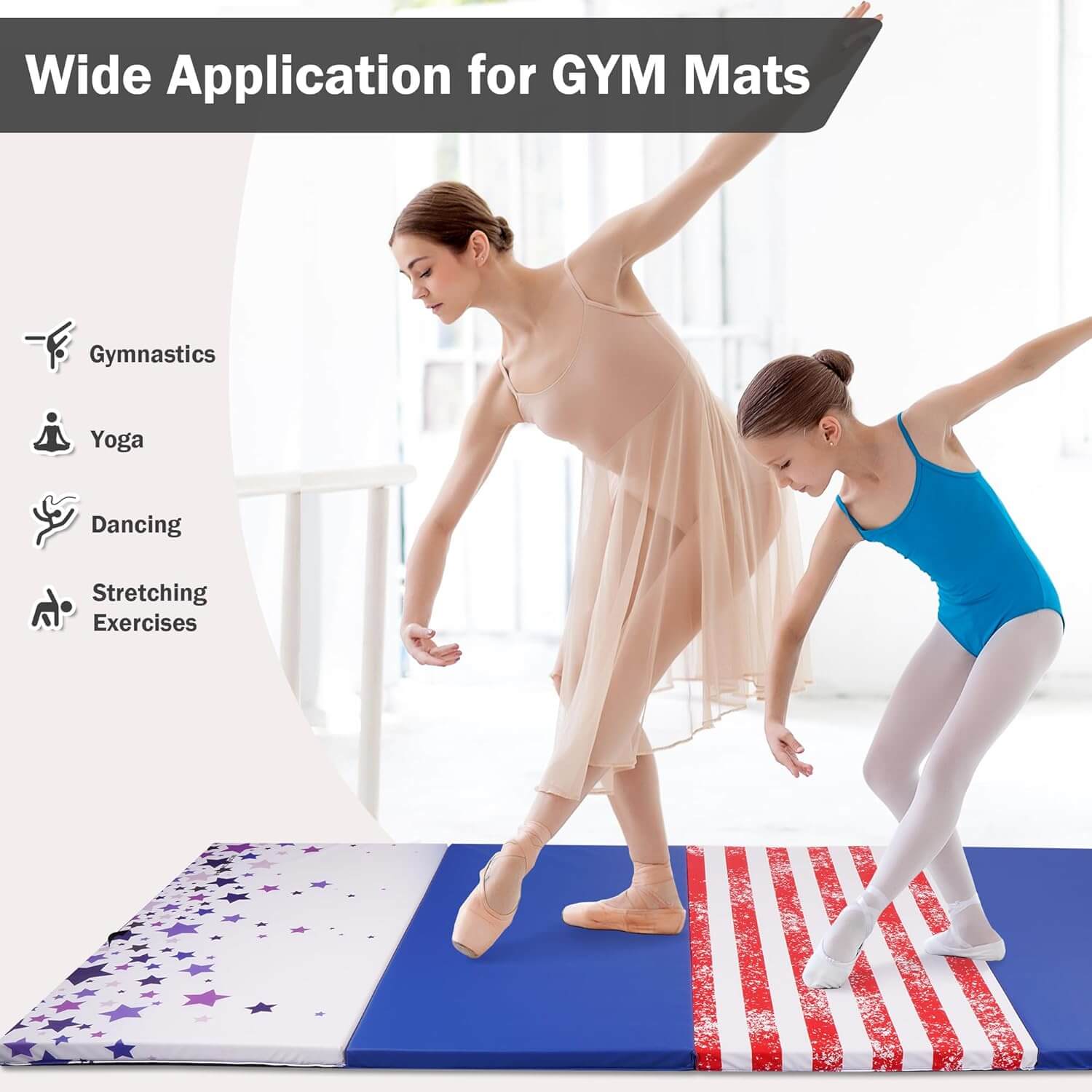 Fitvids Tumbling Mats Folding Exercise Gymnastics Mat, 4'x8'x2"