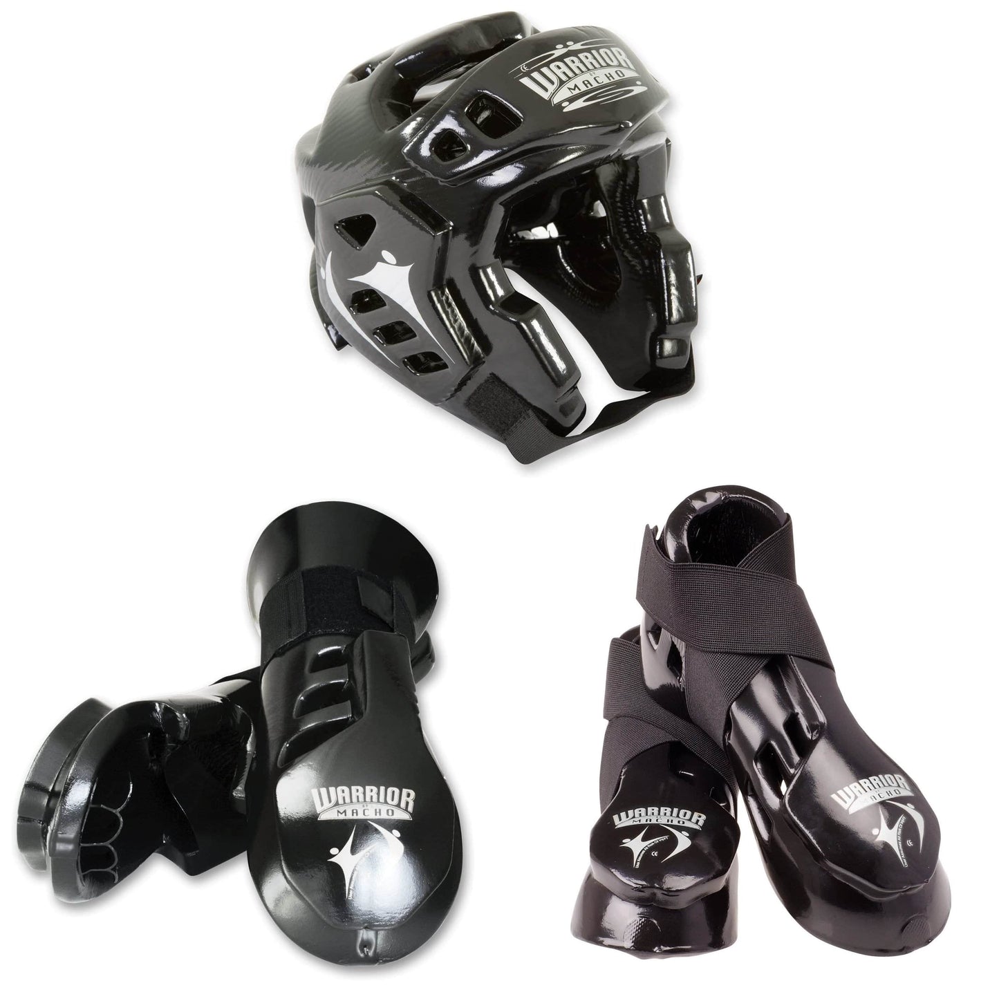 Macho sporting goods Black / child small Kicks/gloves / small 19 1/2-20 1/2 inch Macho Warrior Combo  Karate Sparring Gear Set