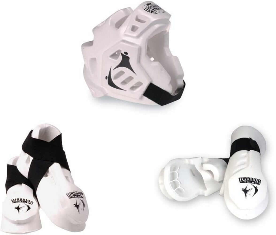 Macho sporting goods White / child small Kicks/gloves / small 19 1/2-20 1/2 inch Macho Warrior Combo  Karate Sparring Gear Set