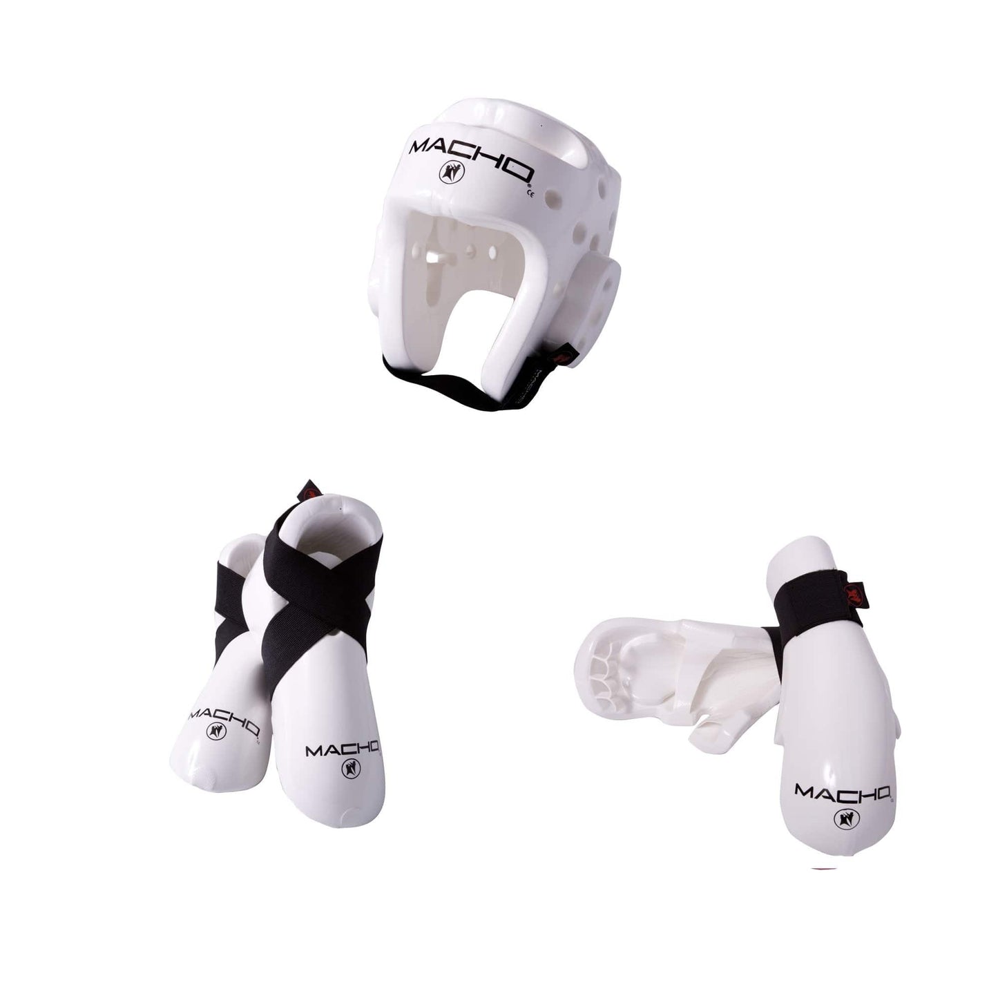 Macho sporting goods White / child small Kicks/Gloves / small 19 1/2-20 1/2 inch Macho Dyna Combo Karate Sparring Gear Set