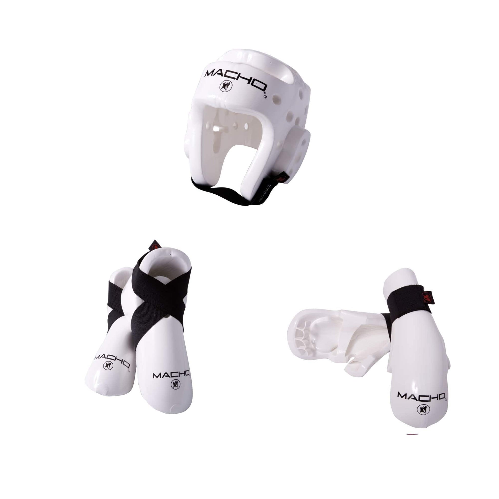 Macho sporting goods White / child small Kicks/Gloves / small 19 1/2-20 1/2 inch Macho Dyna Combo Karate Sparring Gear Set