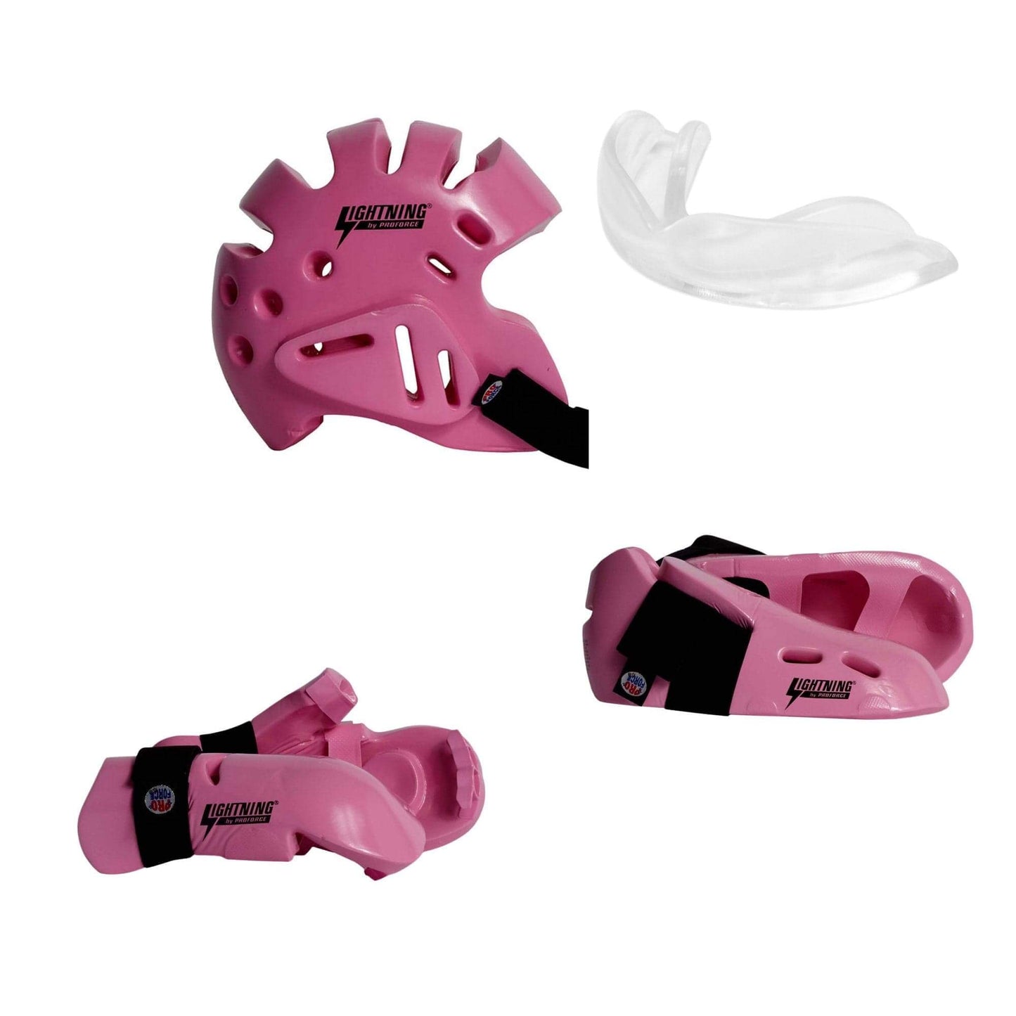 ProForce Sparring Gear Pink / Child Small 1-2 shoe / adult small 19.5-20.5 inch ProForce Lighting 5 Piece Sparring Gear Combo Set with FREE mouth piece