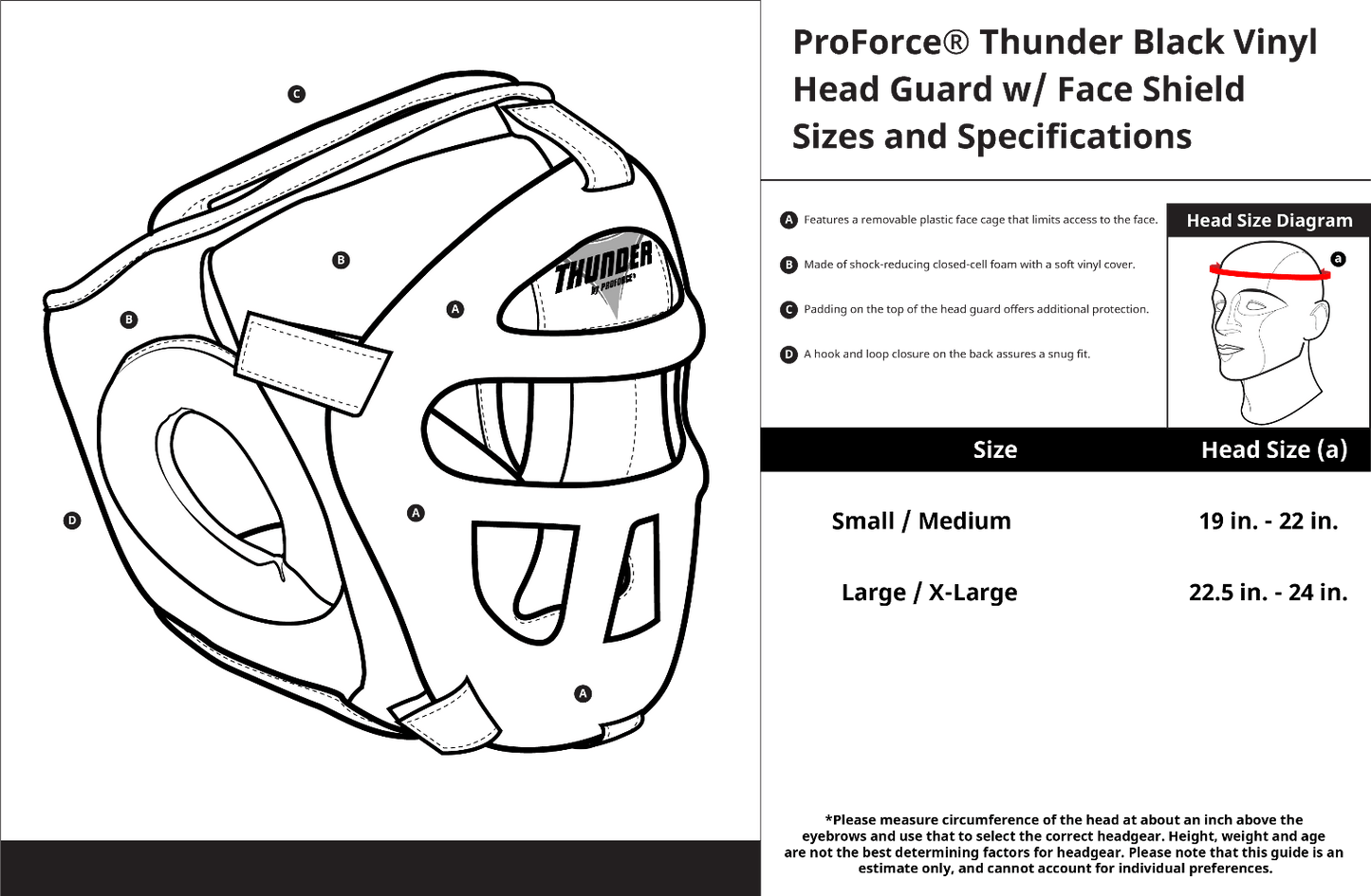 ProForce Sporting Goods ProForce Thunder Vinyl Head Guard w/ Face Shield