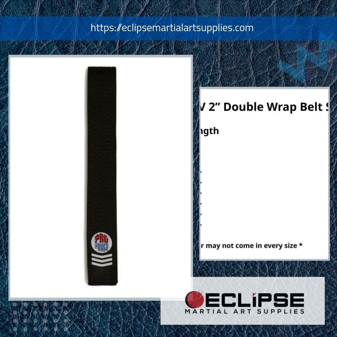 ProForce sporting goods ProForce IV 2 inch Double Wrap Black Karate Belt