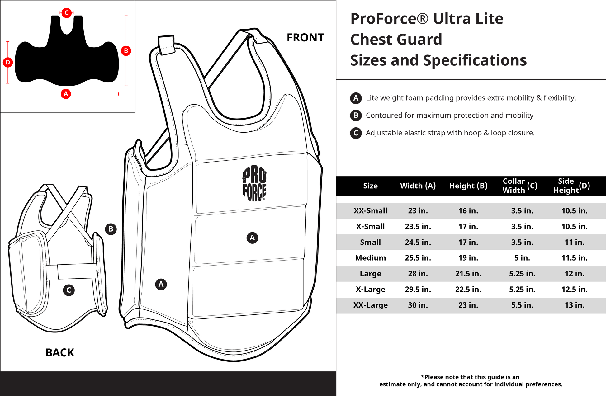 ProForce sporting goods ProForce Ultra Lite Chest Guard White Karate Martial Arts