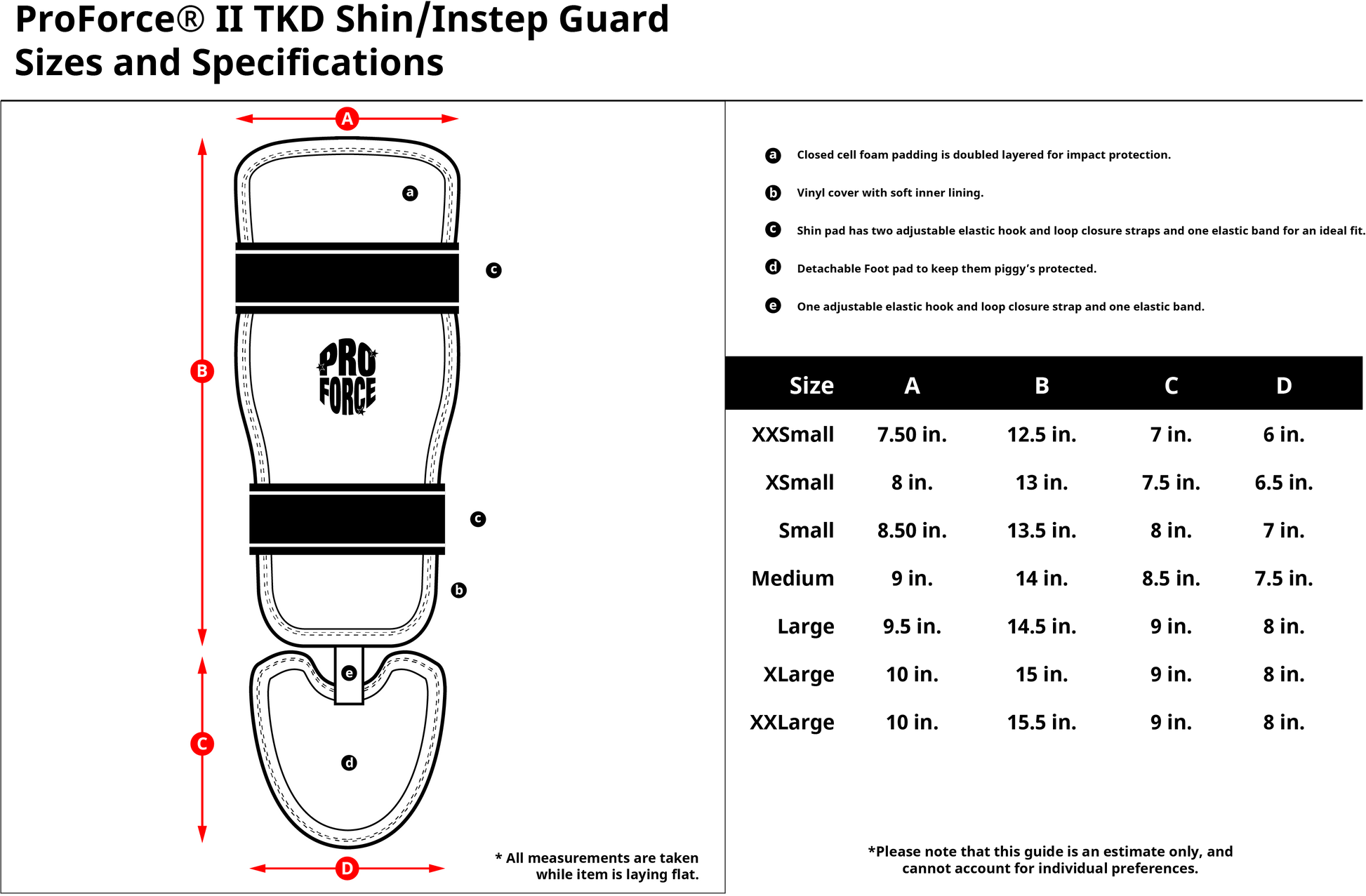 ProForce sporting goods ProForce II TKD Shin/Instep Guard taekwondo sparring