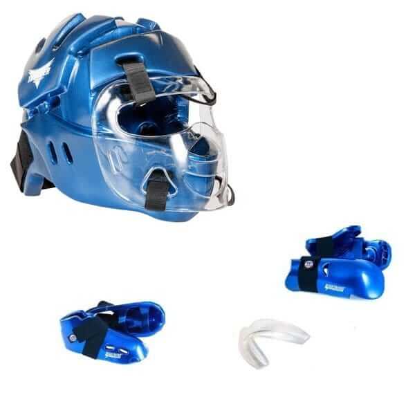 ProForce sporting goods ProForce Lighting 5 Piece Sparring Gear Combo Set BLUE Full head  face mask