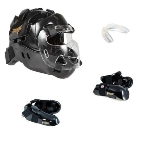 ProForce sporting goods ProForce 5 Piece Sparring Gear Combo Set BLACK with Full head face mask