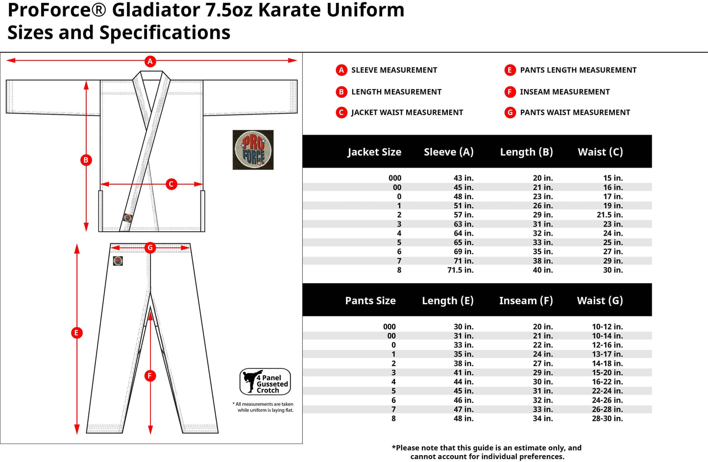 ProForce sporting goods ProForce Gladiator 7.5 oz Karate Uniform  Blend Black