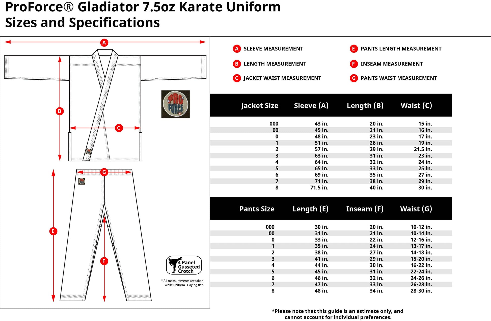 ProForce sporting goods ProForce Gladiator 7.5 oz Karate Uniform  Blend Black
