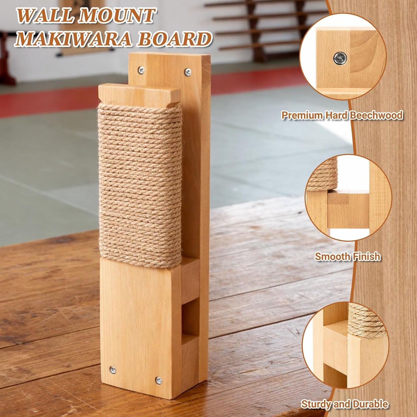 ProForce Sporting Goods Wall Mount Makiwara Board Traditional Makiwara Punching Board Strike Pad