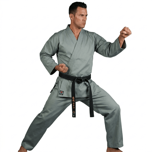 ProForce sporting goods 2-ch large ProForce Classic Karate Uniform Elastic Drawstring 5 oz 60-40 Blend -Gray