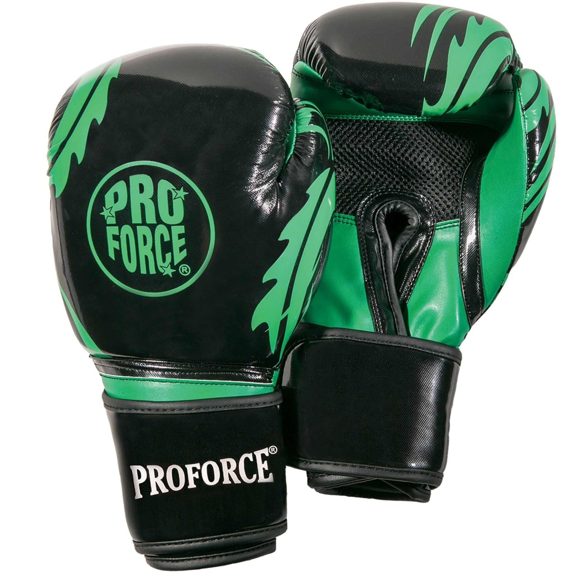 ProForce sporting goods black/green ProForce Combat Boxing Training Glove - 12 oz cardio kickboxing