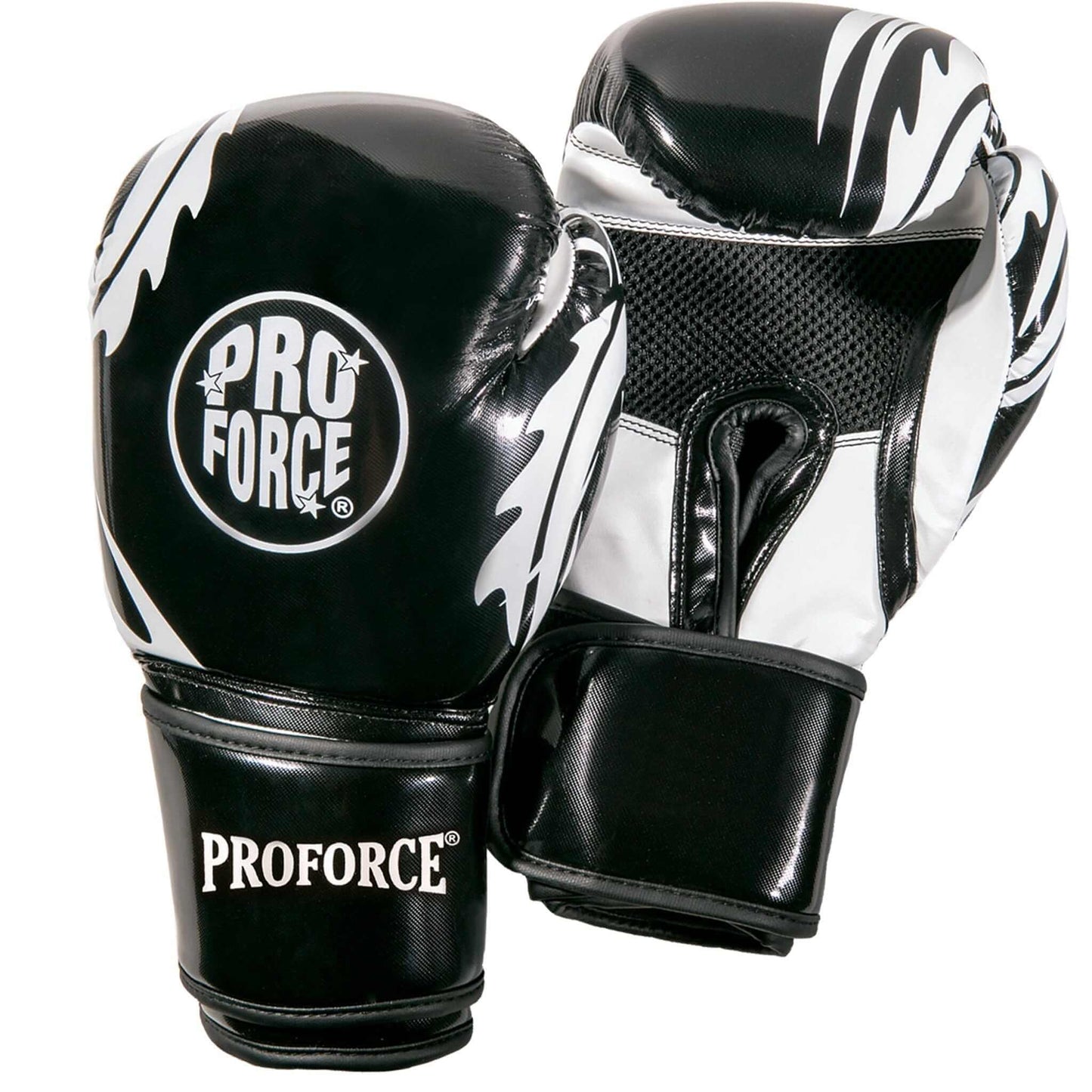 ProForce sporting goods black/white ProForce Combat Boxing Training Glove - 12 oz cardio kickboxing