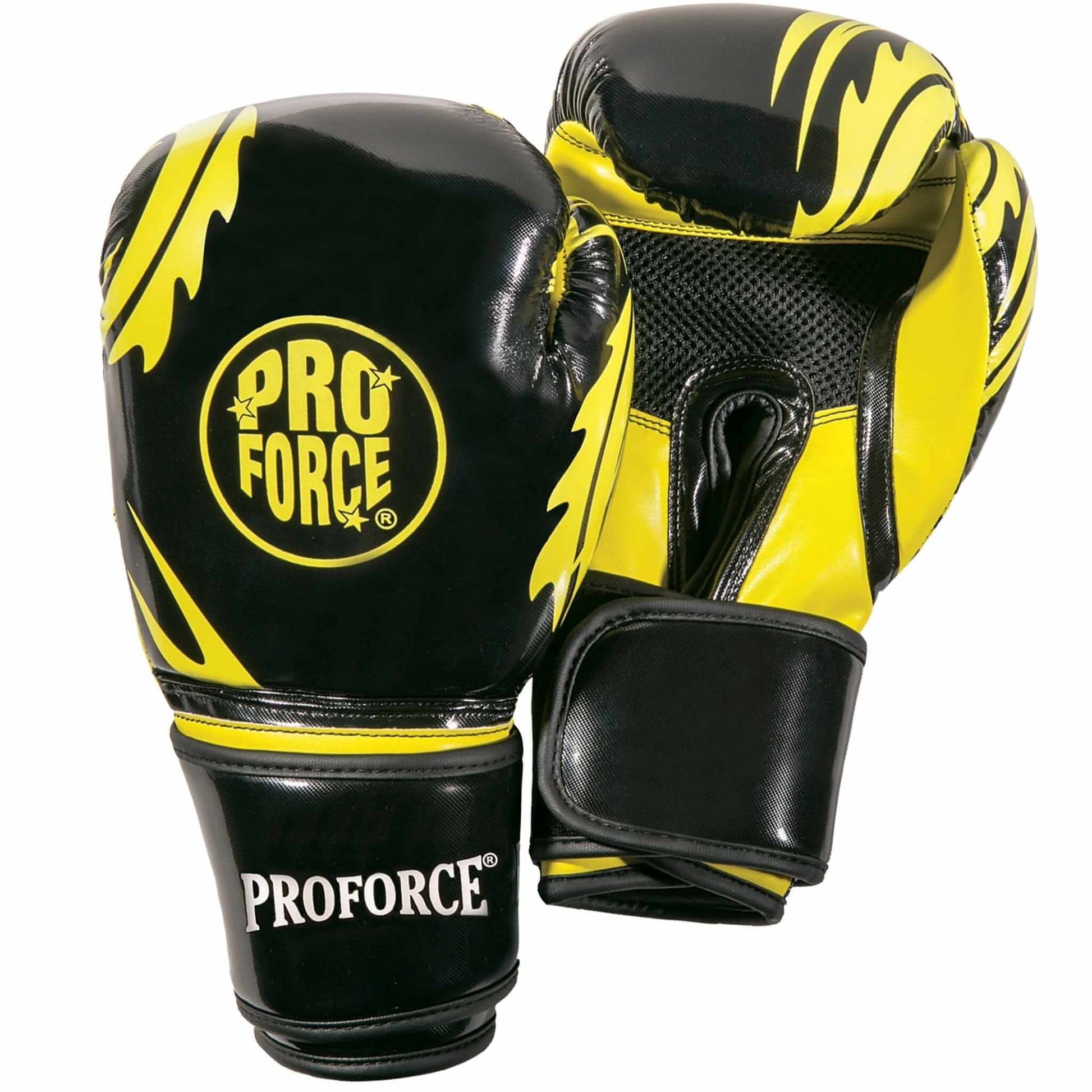ProForce sporting goods black/yellow ProForce Combat Boxing Training Glove - 12 oz cardio kickboxing