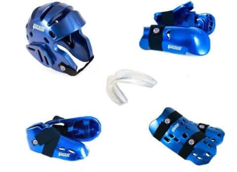 ProForce Sporting Goods Blue / ch xs/12-13 / small 19.5-20.5 inch ProForce Lighting 7 Piece Sparring Gear Combo Set