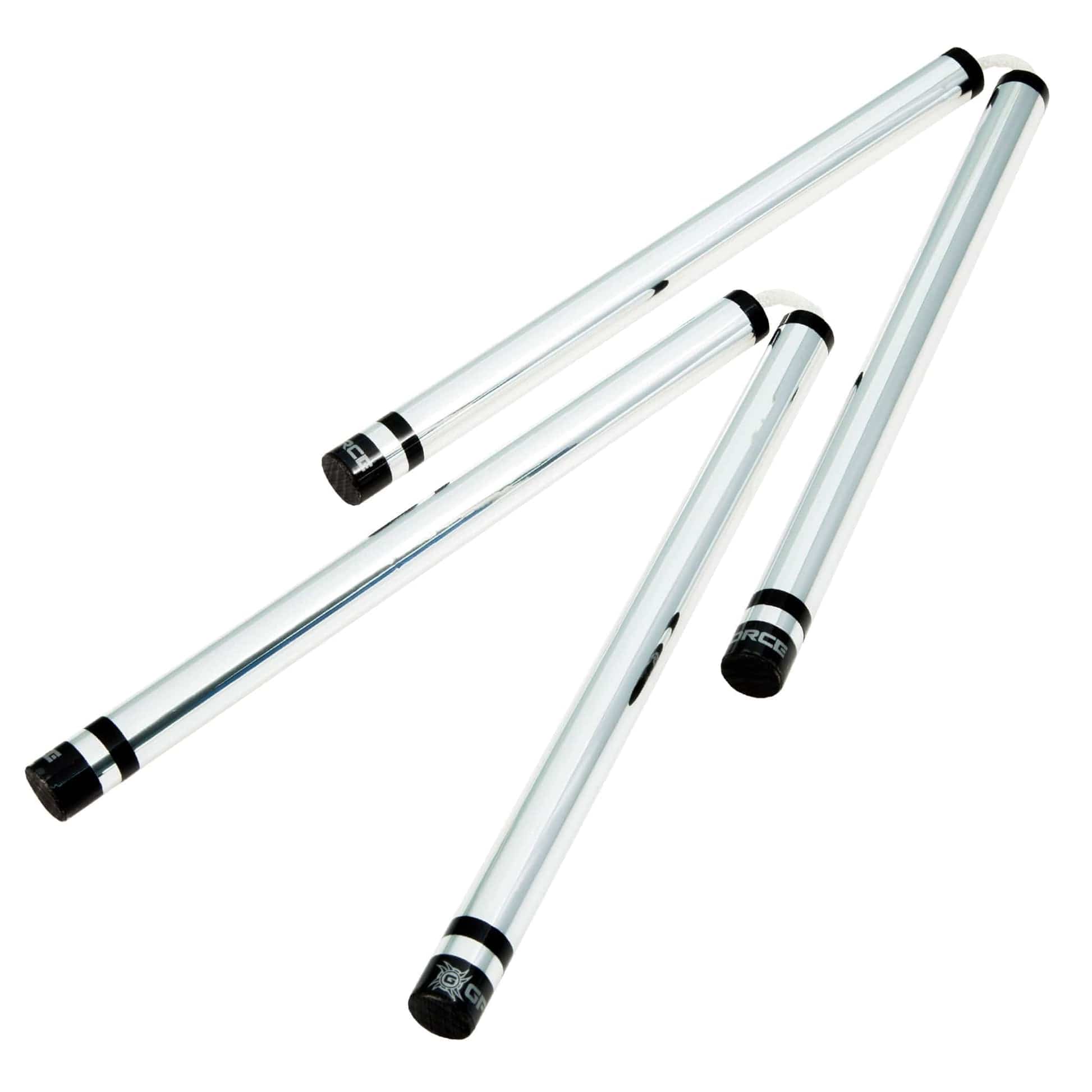 ProForce sporting goods Chrome/Black G-Force Nunchaku Nunchucks with Cord String 2 pair