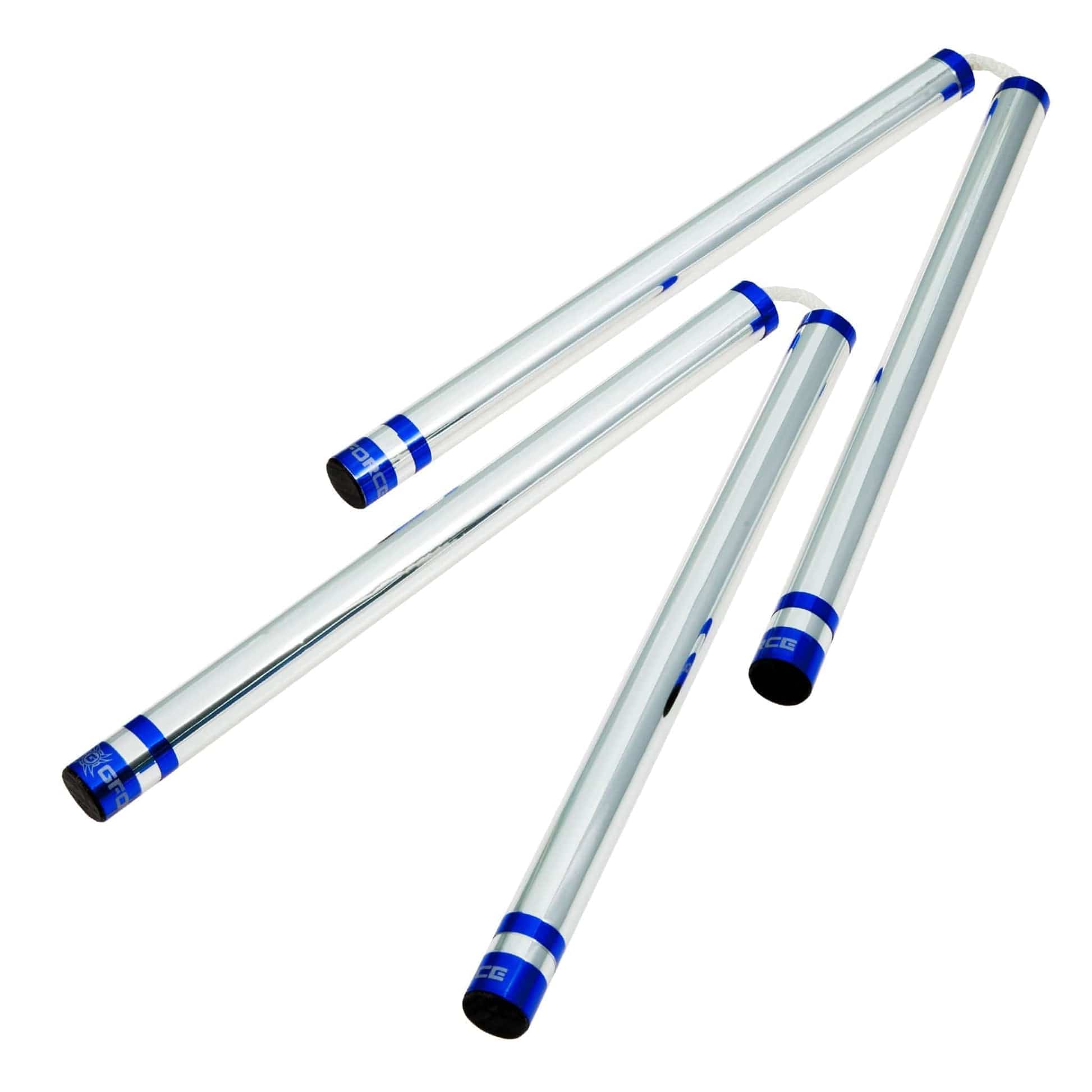 ProForce sporting goods Chrome/Blue G-Force Nunchaku Nunchucks with Cord String 2 pair